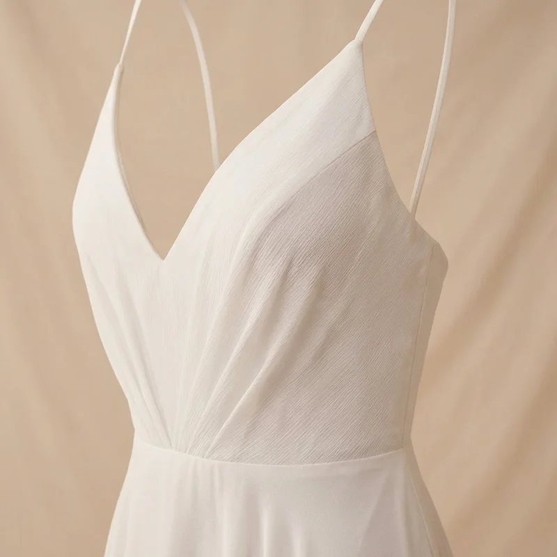 Spaghetti Strap Simple Wedding Dress Under $100 - 3