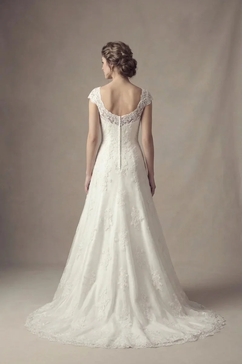 Lace Cap Sleeve Wedding Dress Under $100 - 2
