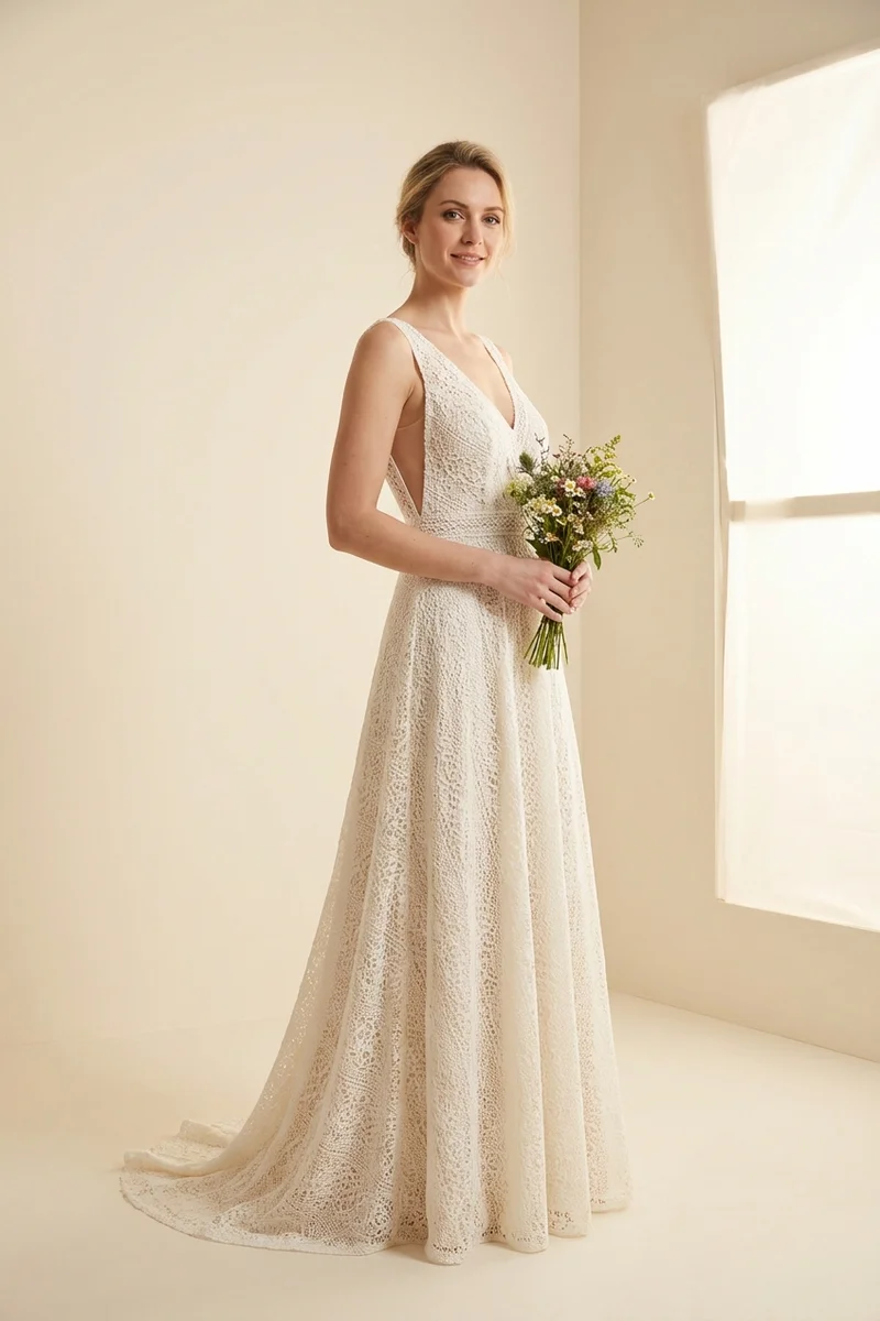 Wren Lace Boho Wedding Dress Under $300 - 1