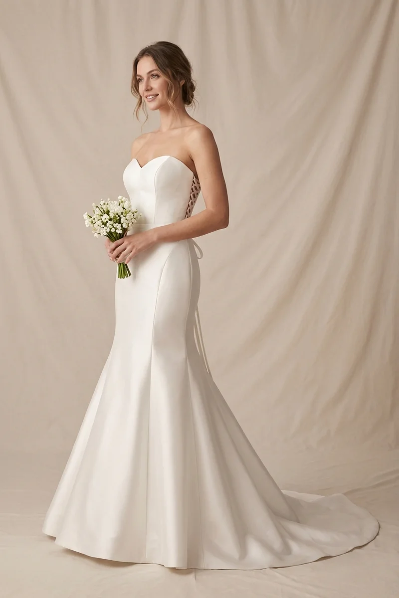 Camille Satin Elegant Wedding Dress Under $300 - 1