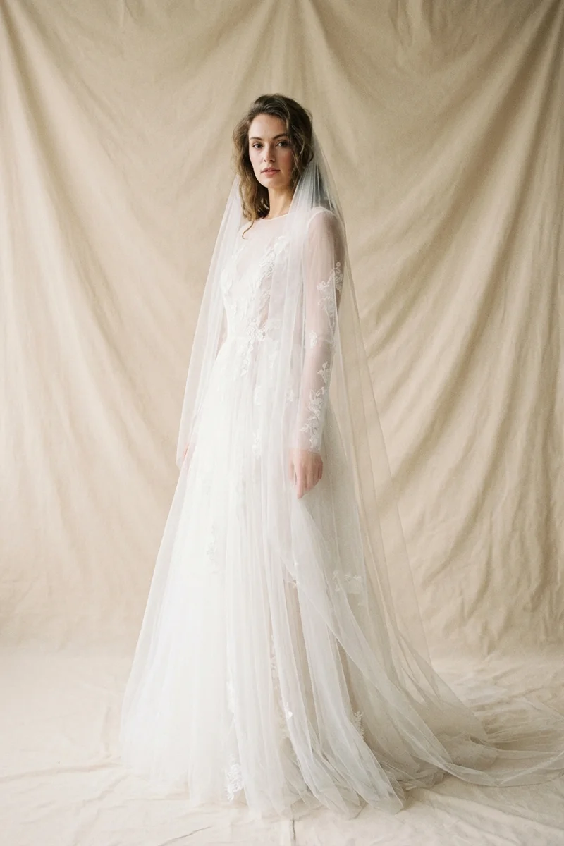 Cathedral Length Tulle Wedding Veil - 1