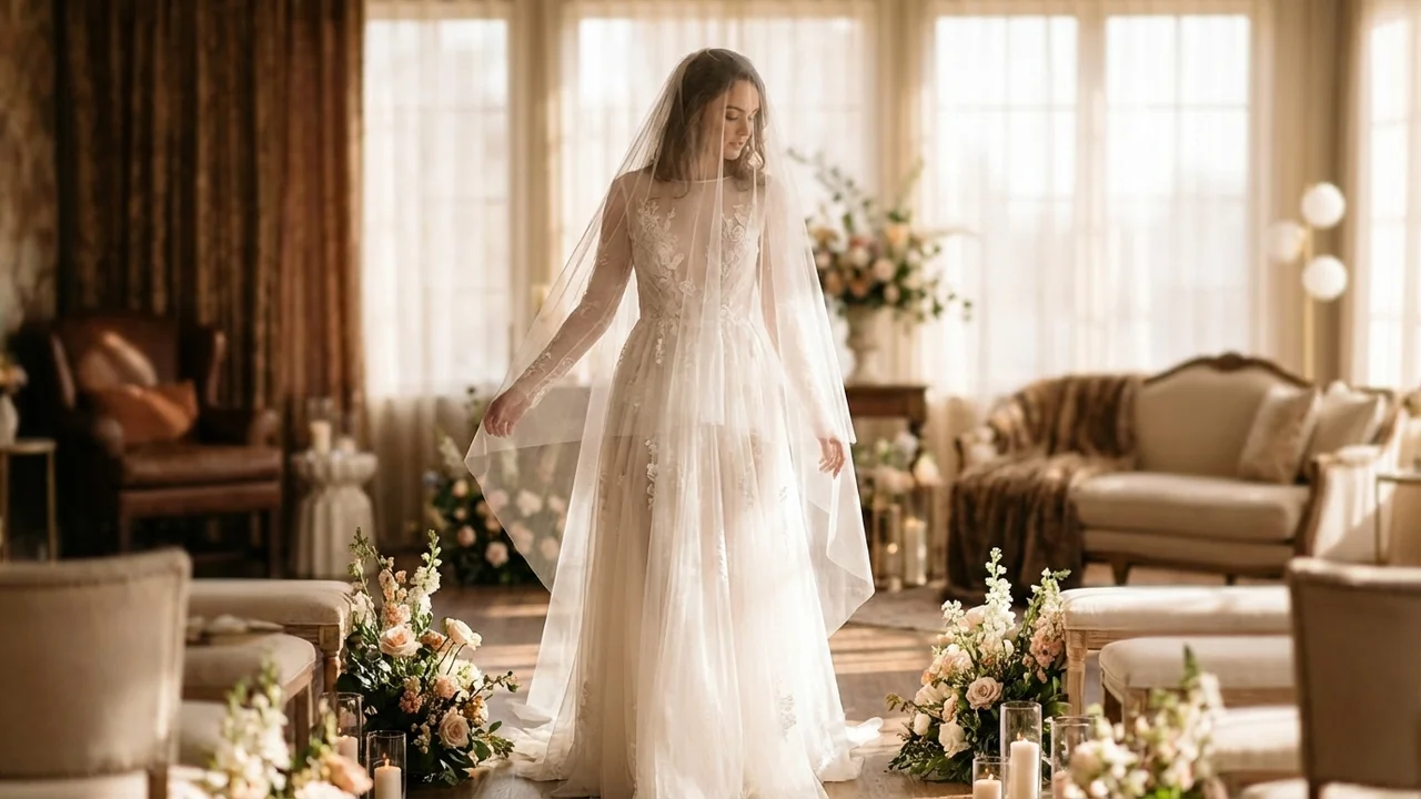 Cathedral Length Tulle Wedding Veil - 5