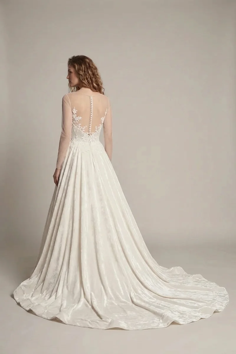 Isolde Velvet Long Sleeve Ball Gown - 2