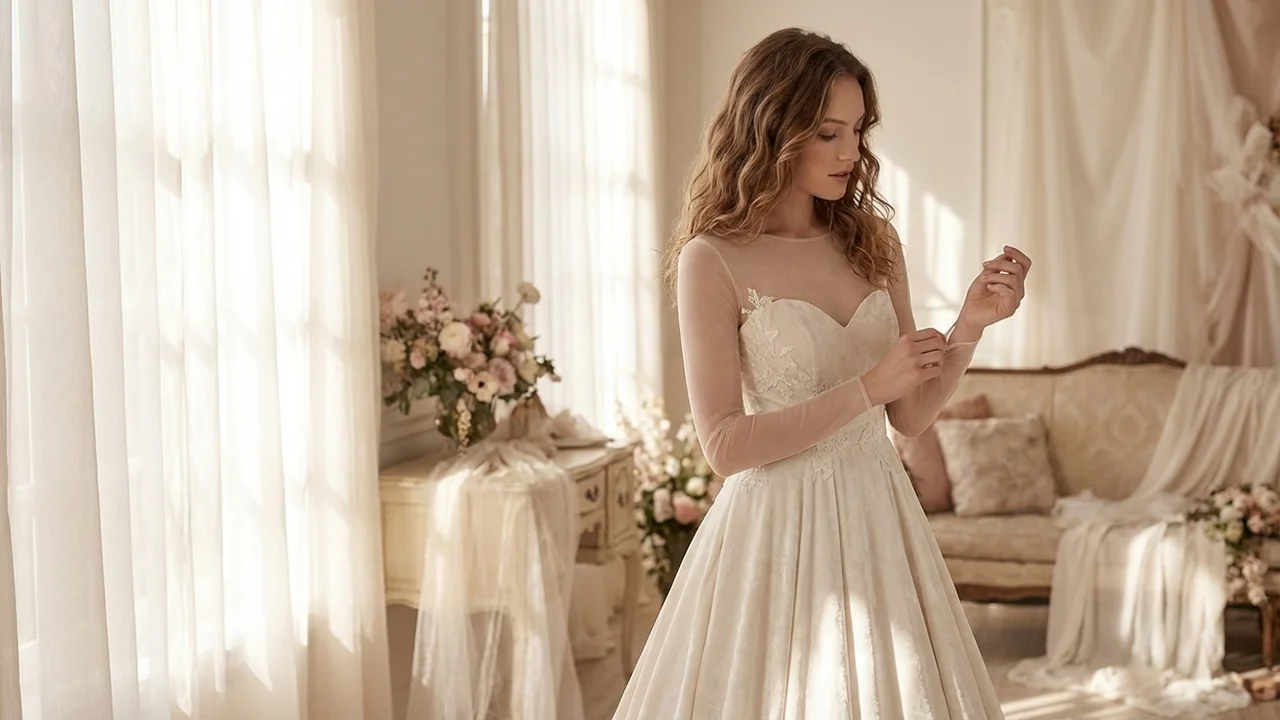 Isolde Velvet Long Sleeve Ball Gown - 5