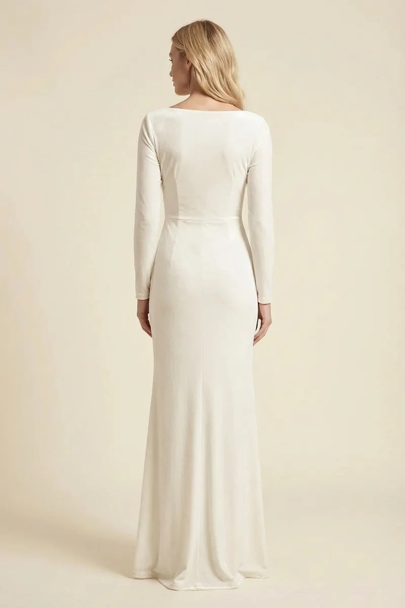 Margaux Velvet Fitted Midi Wedding Dress - 2