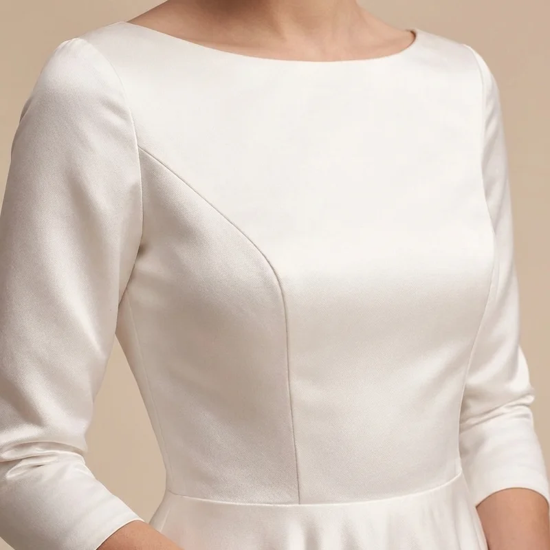 Colette Vintage Satin Tea Length Wedding Dress - 3