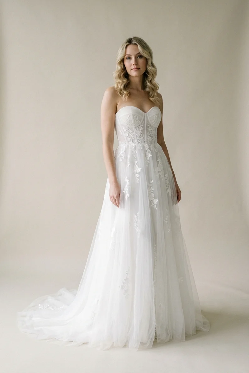 Aurora Applique A-Line Wedding Dress - 1
