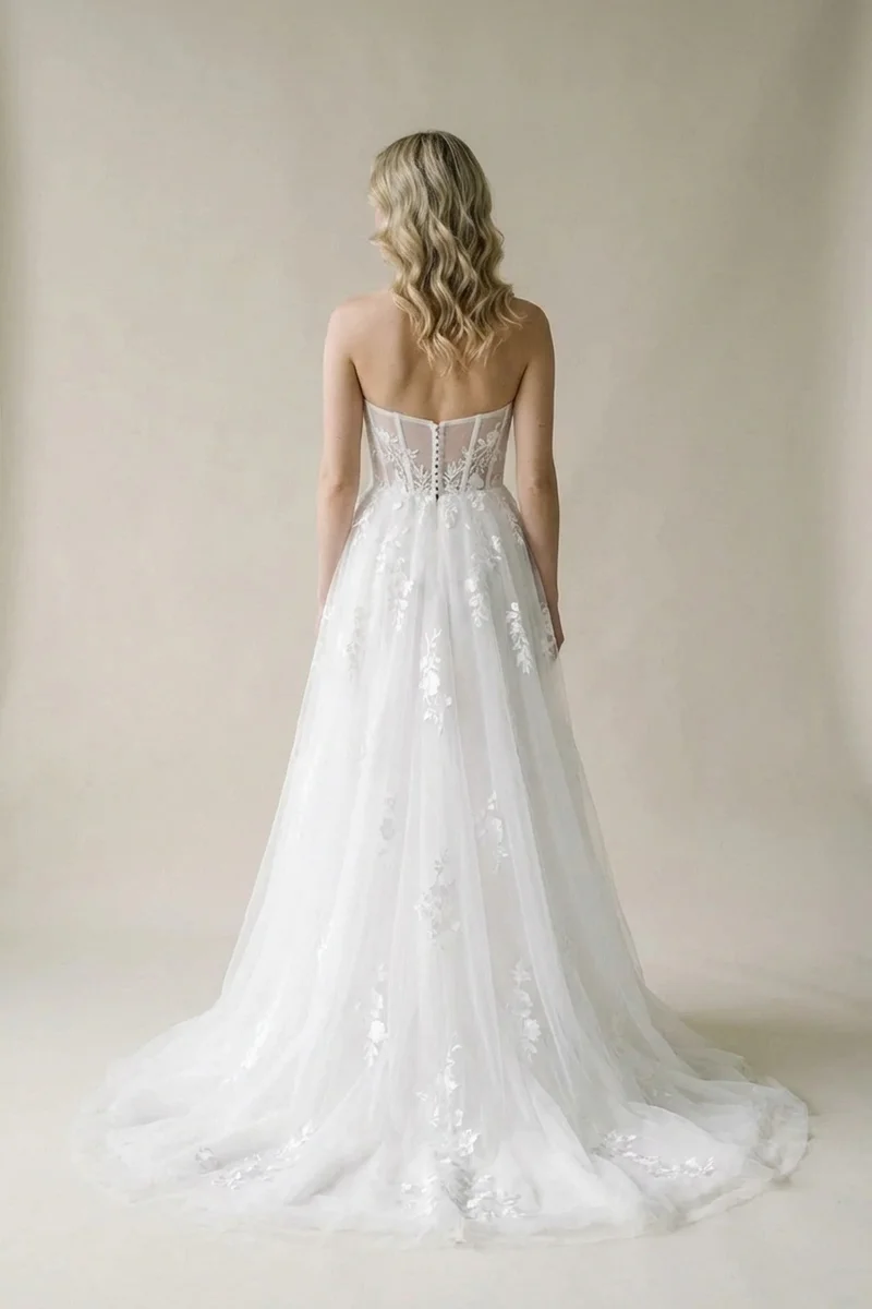Aurora Applique A-Line Wedding Dress - 2