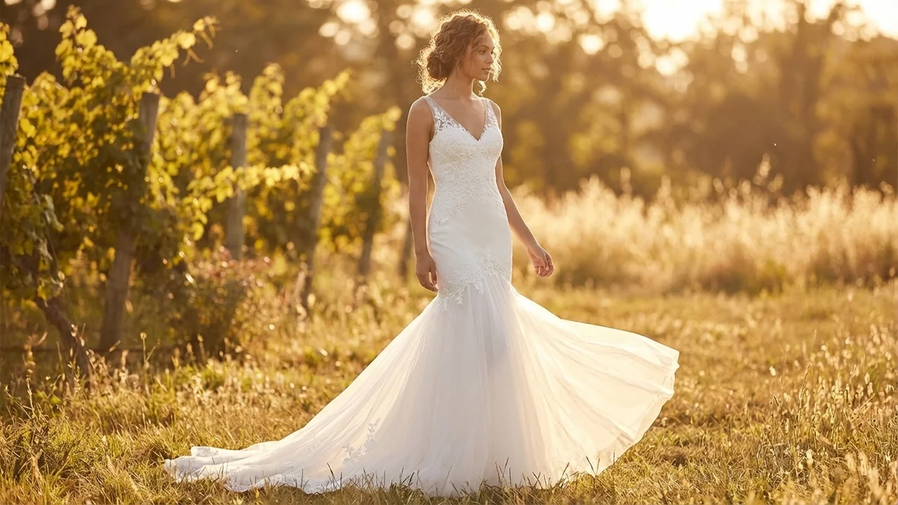 Celeste Applique Mermaid Wedding Dress - 6