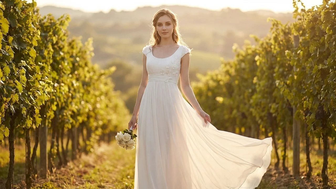 Dahlia Applique Empire Waist Wedding Dress - 6