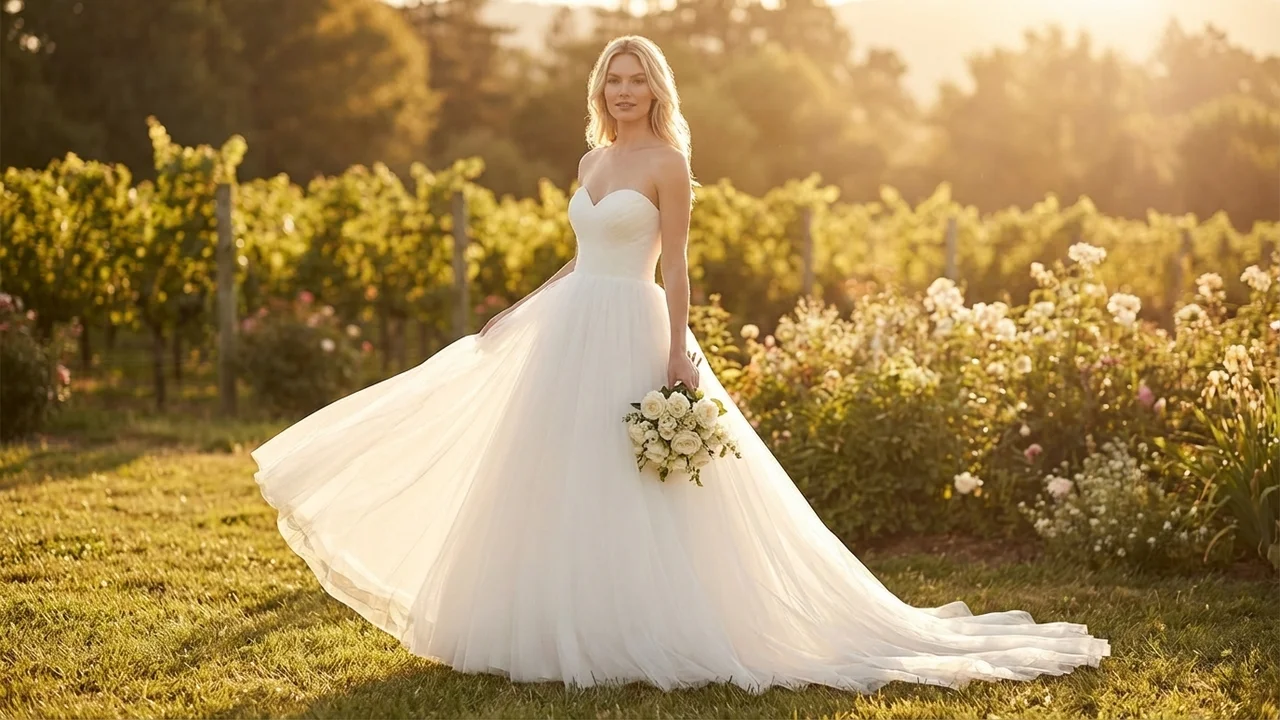 Eleanor Classic Tulle Ball Gown Wedding Dress - 6