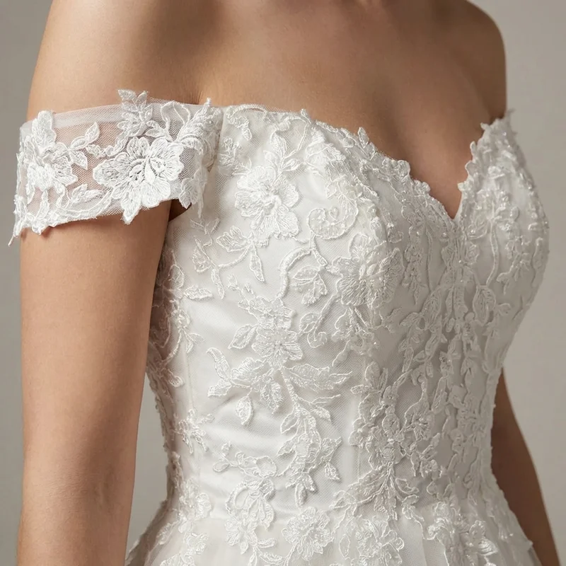 Vivienne Lace Ball Gown Wedding Dress - 3