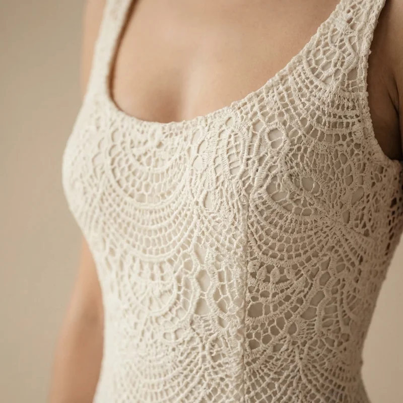 Crochet Lace Open Back Boho Wedding Dress - 3