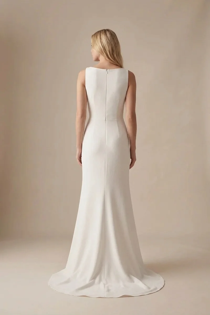 Sleek Column Crepe Wedding Gown - 2