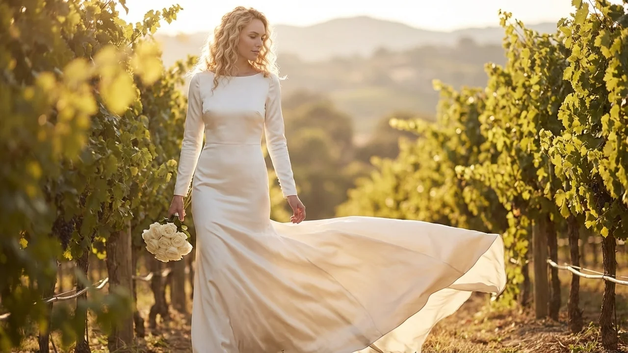 Elegant Column Satin Bridal Gown with Boat Neck - 6