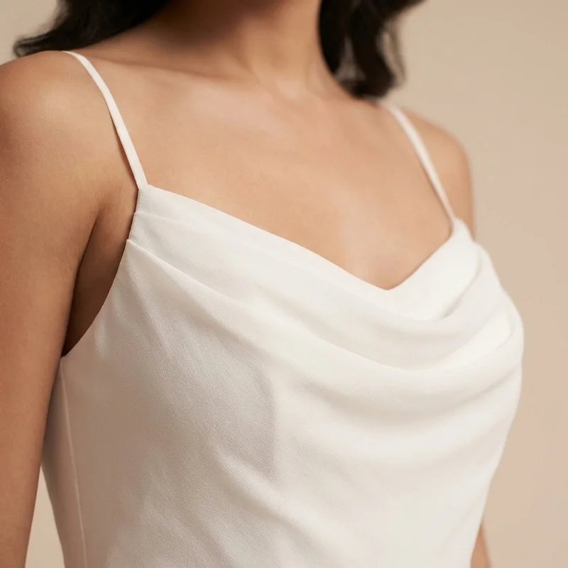 Minimalist Column Chiffon Wedding Dress with Spaghetti Straps - 3