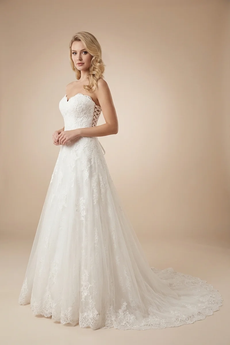 Valentina Lace-Up Corset Back Wedding Dress - 1