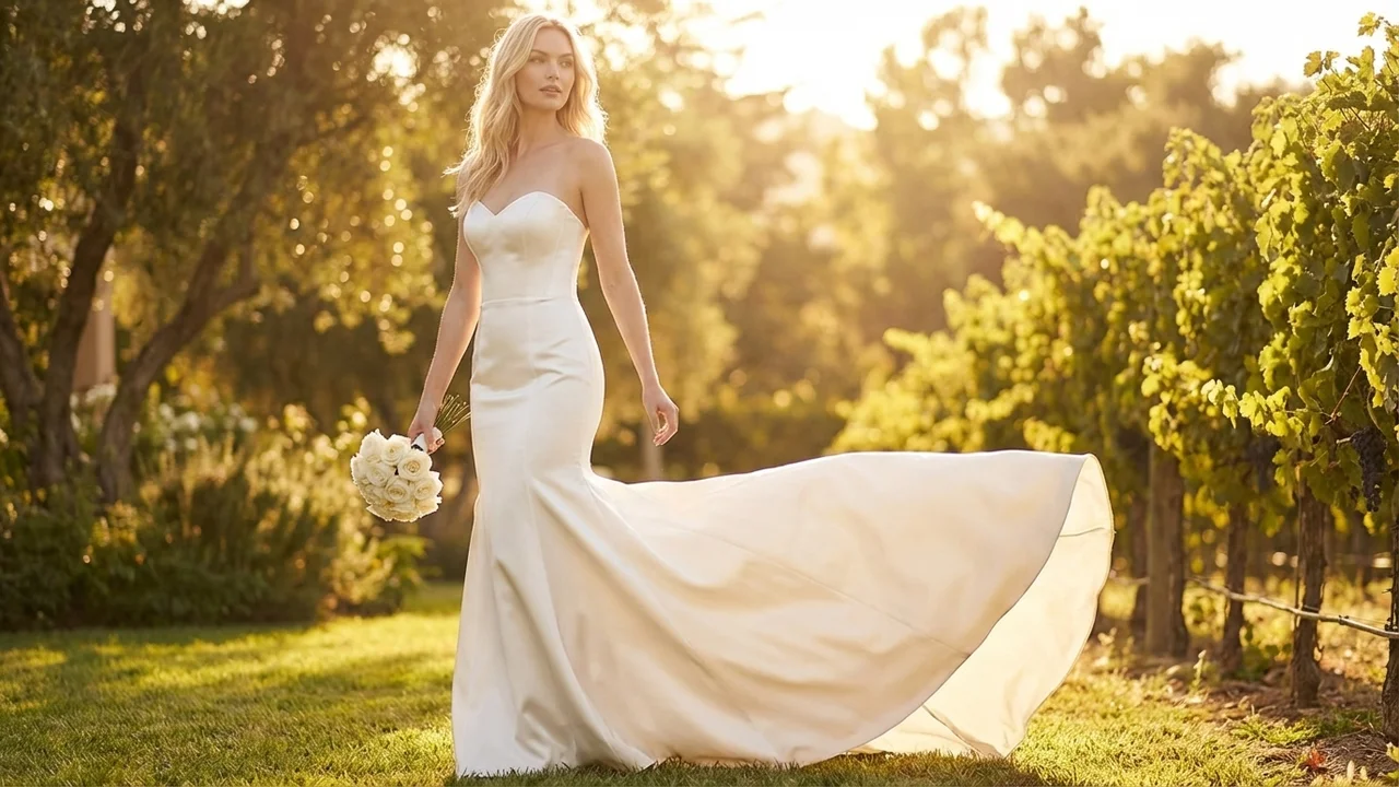 Anastasia Satin Corset Back Mermaid Wedding Dress - 6