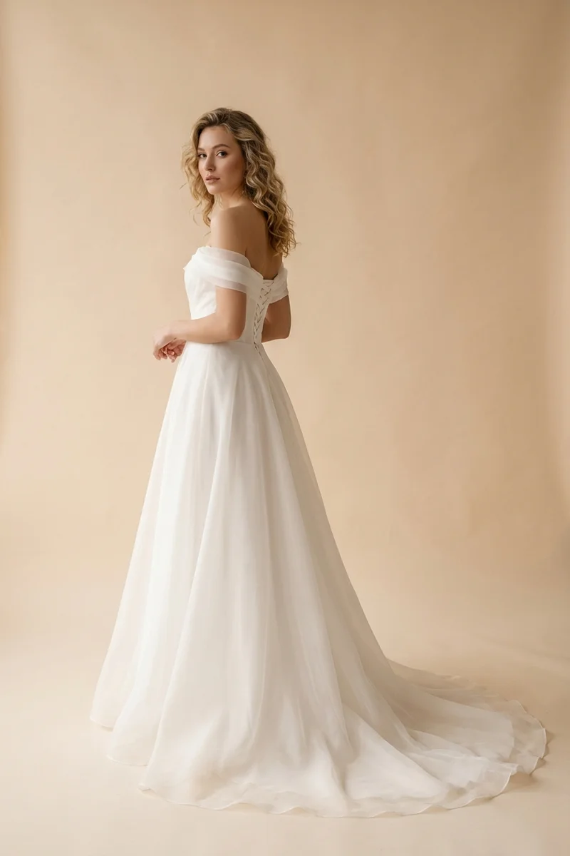 Serenity Organza Corset Back Wedding Dress - 1