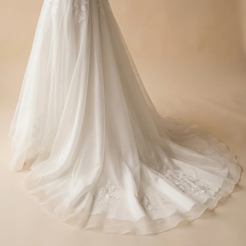 Serenity Organza Corset Back Wedding Dress - 4