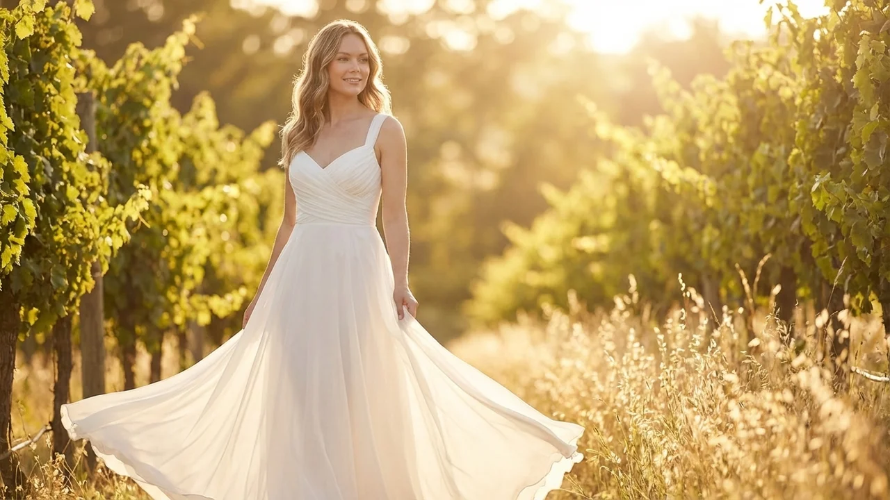Breezy Chiffon Destination Wedding Dress - 6