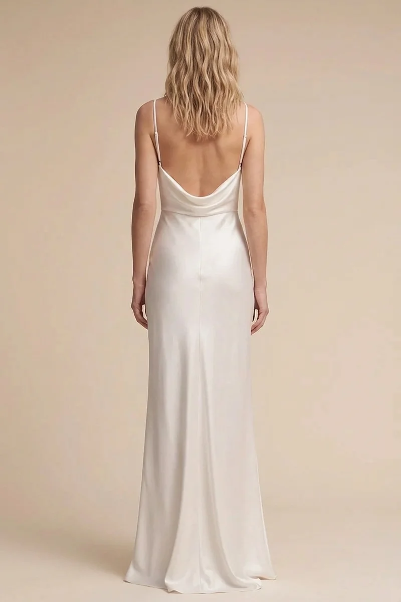 Simple Satin Slip Destination Wedding Dress - 2