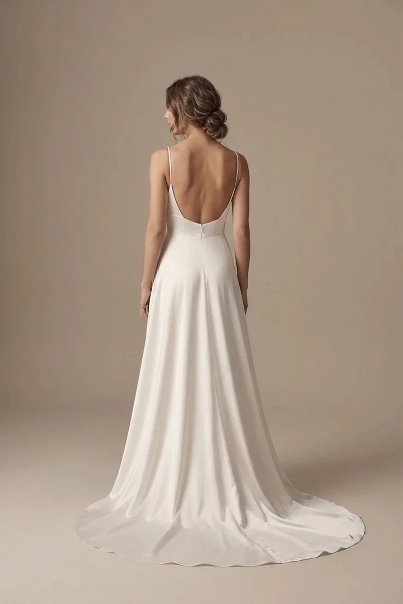 Juliette Satin Empire Waist Wedding Dress - 2