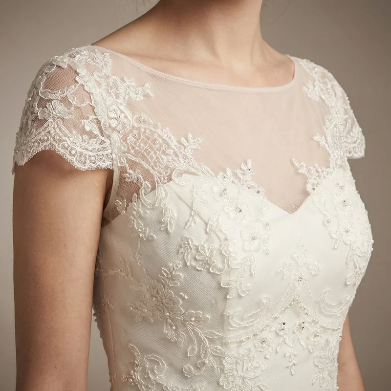 Vintage Tea Length Garden Wedding Dress with Button Back - 3