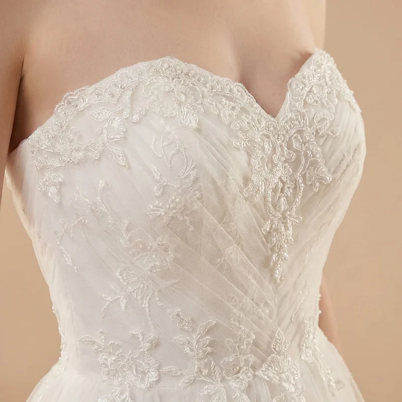 High Low Tulle Wedding Dress with Sweetheart Neckline - 3