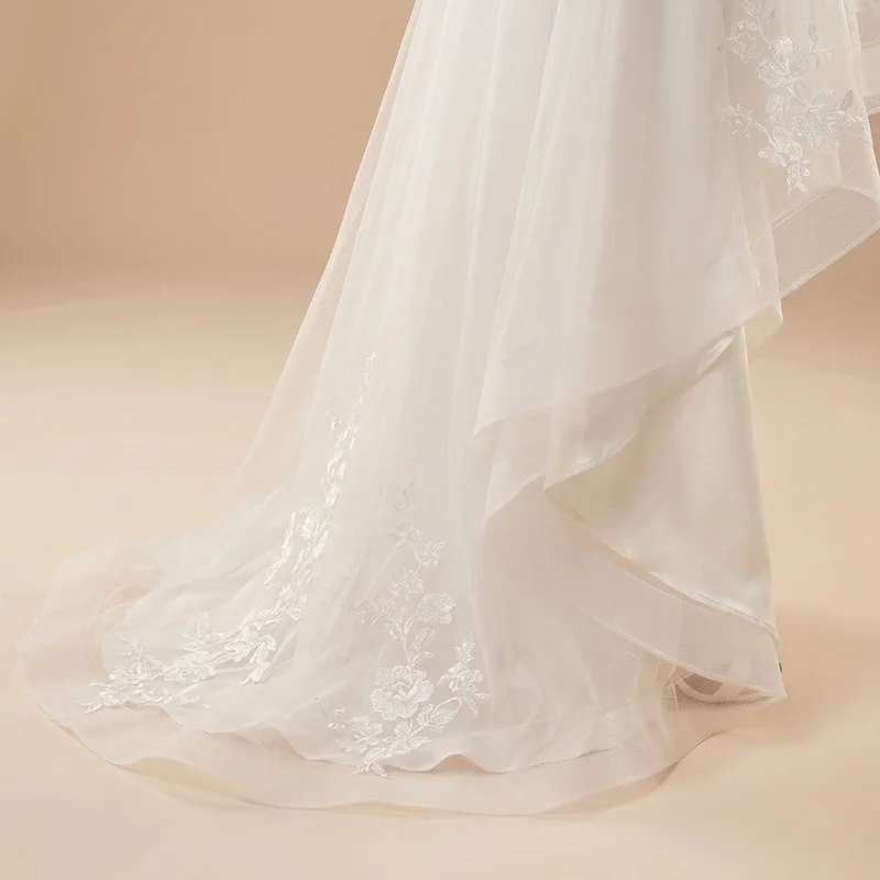 High Low Tulle Wedding Dress with Sweetheart Neckline - 4