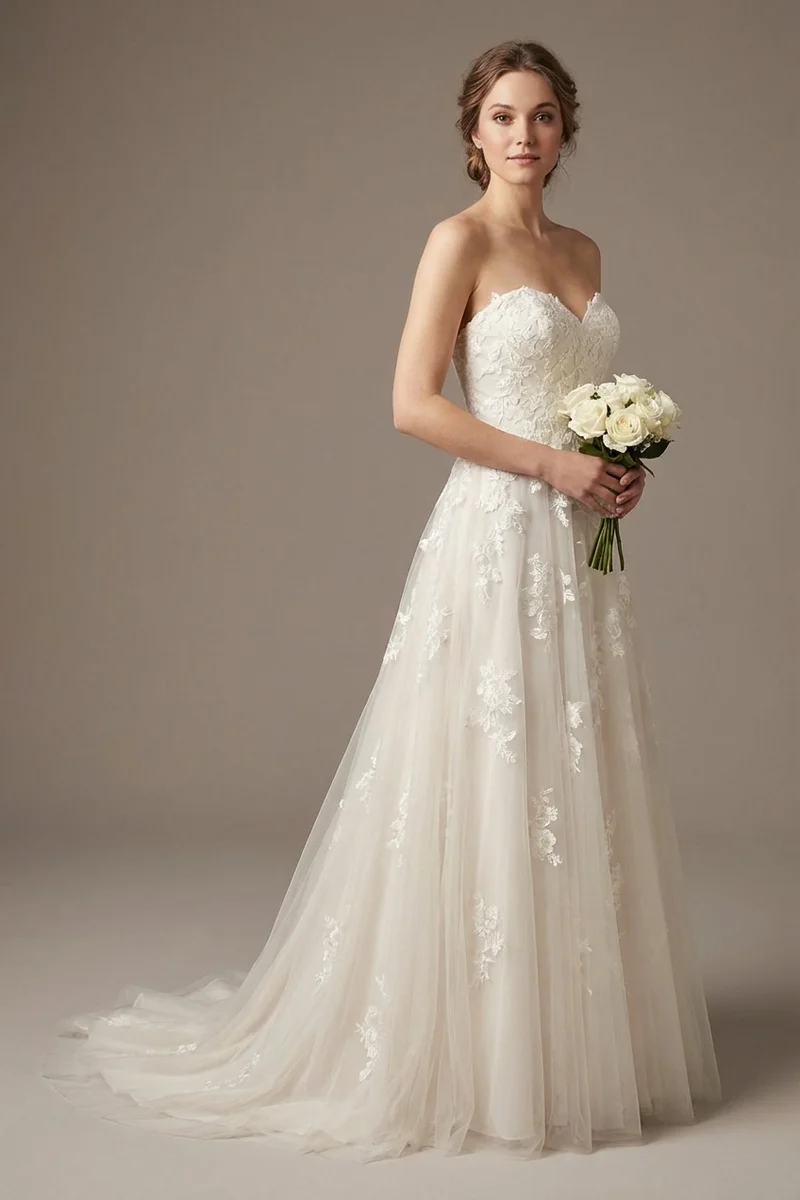 Seraphina Ivory Lace A-Line Wedding Dress - 1