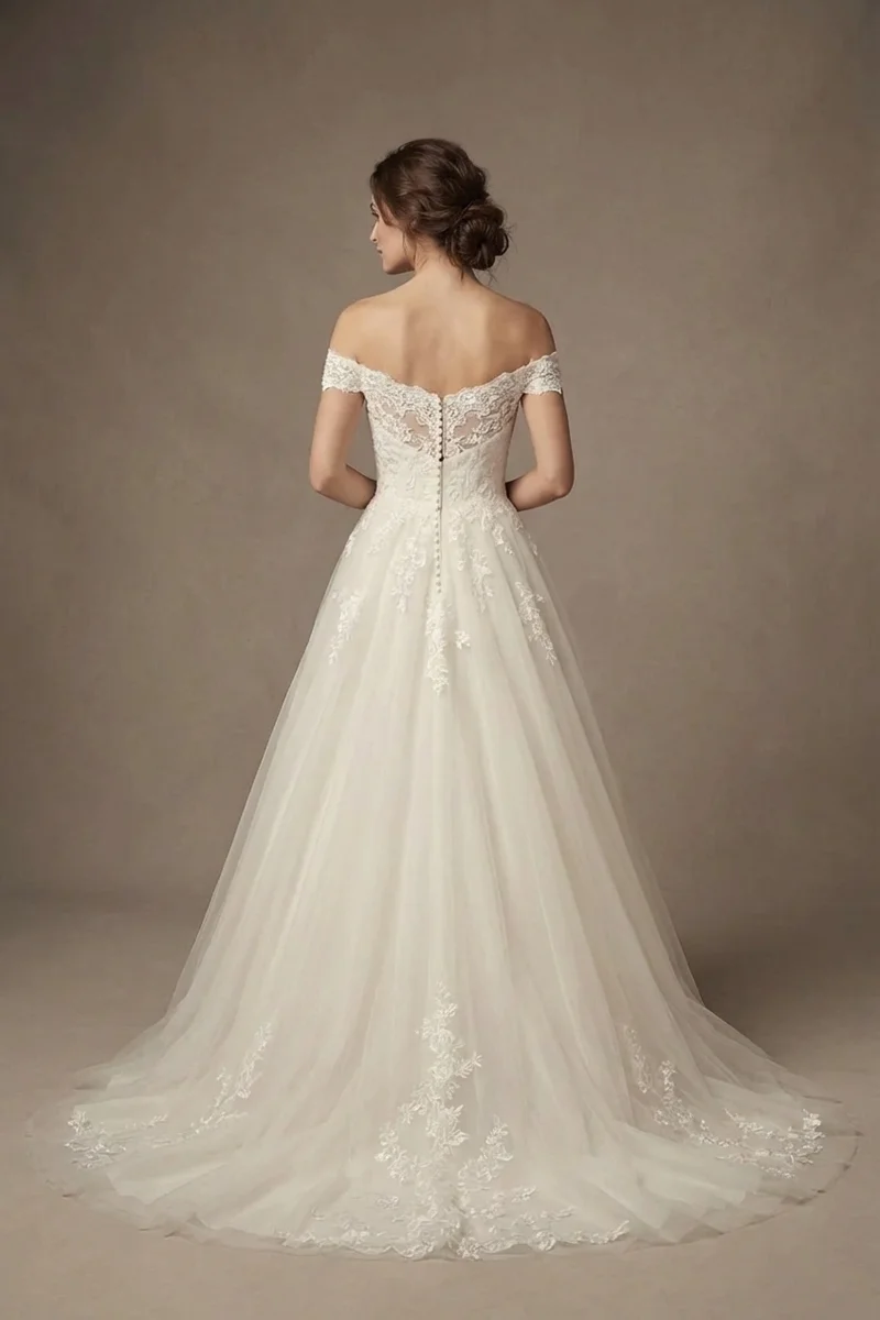 Celeste Ivory Tulle Ball Gown Wedding Dress - 2