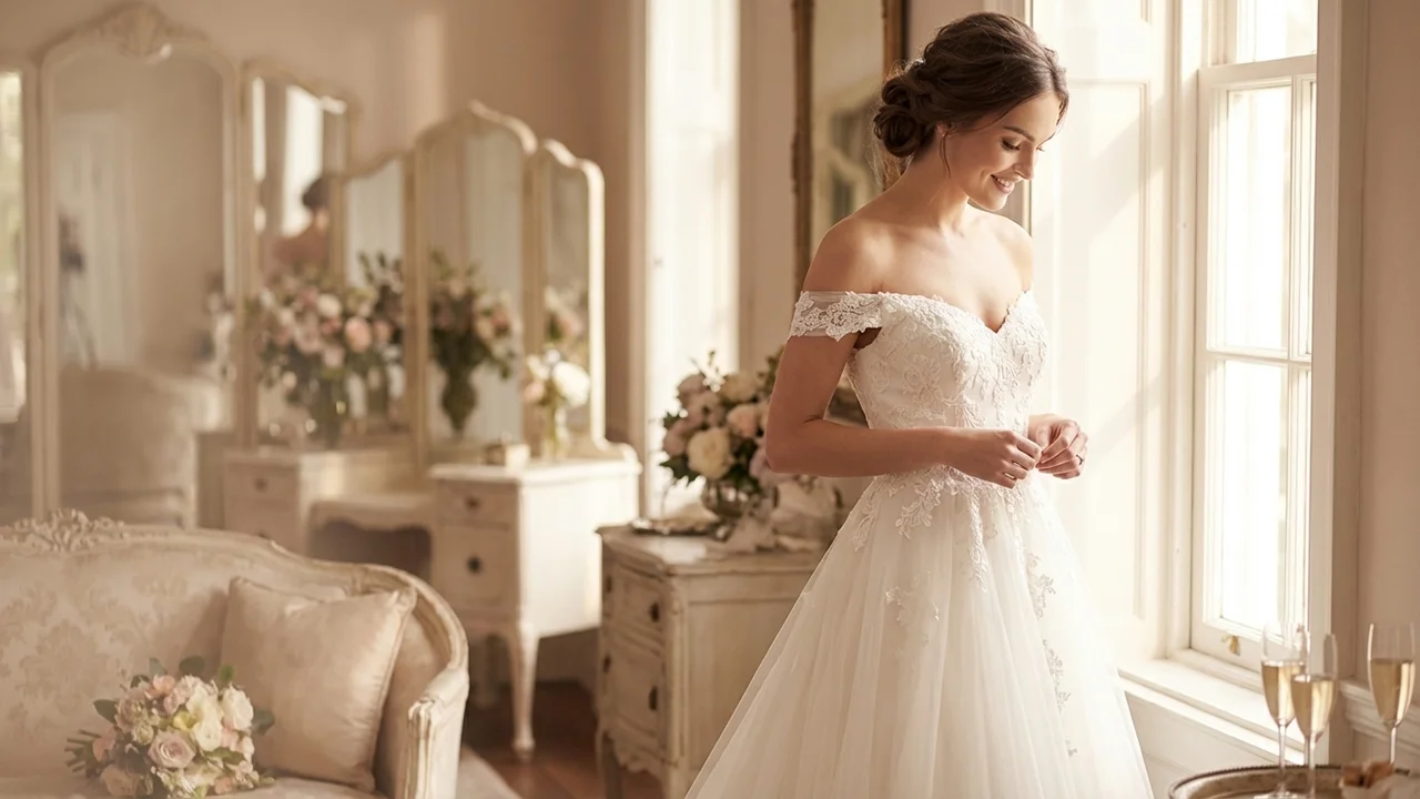 Celeste Ivory Tulle Ball Gown Wedding Dress - 5