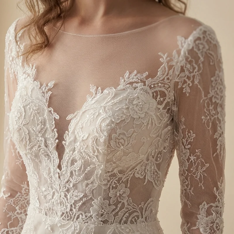 Cordelia Lace Long Sleeve Wedding Dress - 3