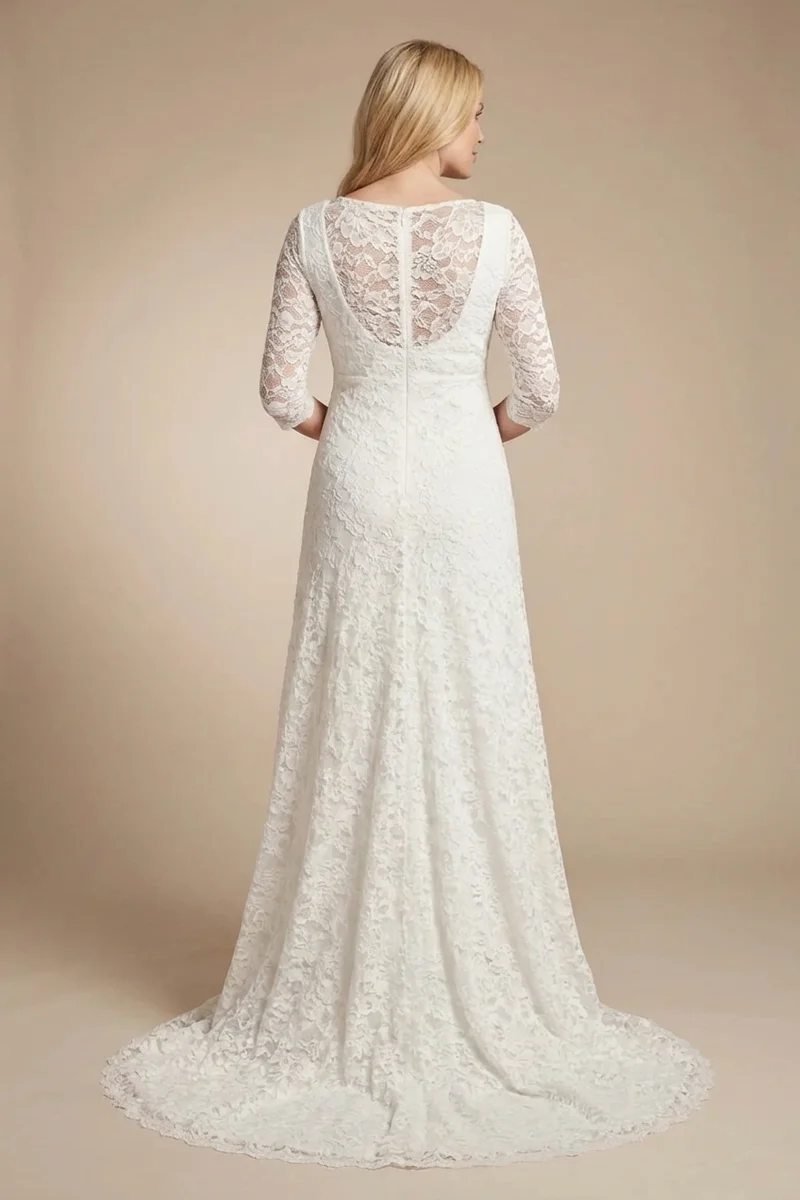 Rosalie Maternity Lace Overlay Wedding Dress - 2