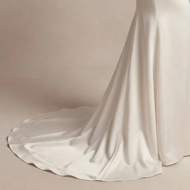 Mermaid Satin Wedding Dress with Cowl Back Detail - 4