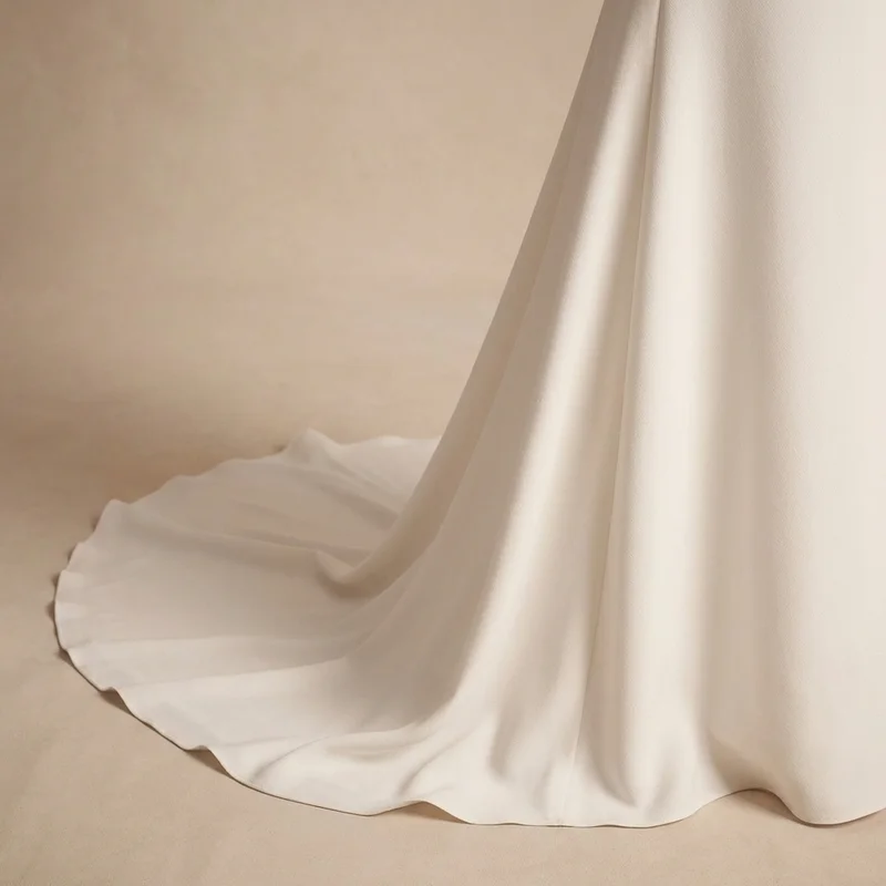 Modern Minimalist Crepe Wedding Dress with Clean Lines - 4