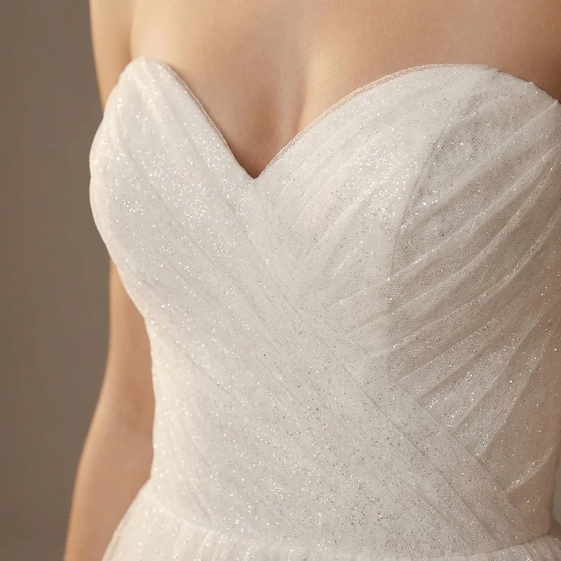 Sparkly Tulle Princess Ball Gown Wedding Dress - 3