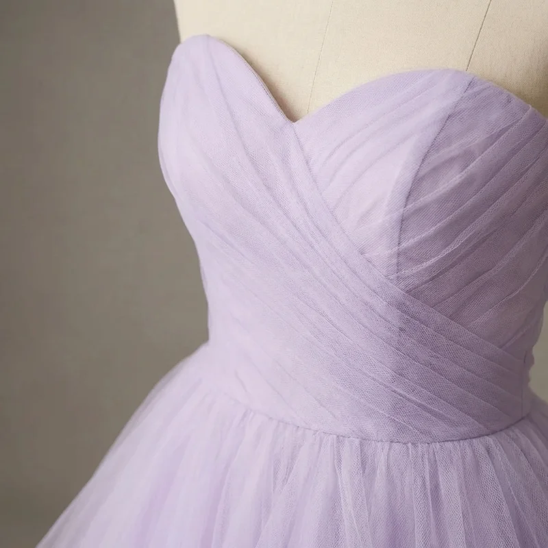 Lavender Tulle Ball Gown Wedding Dress - 3