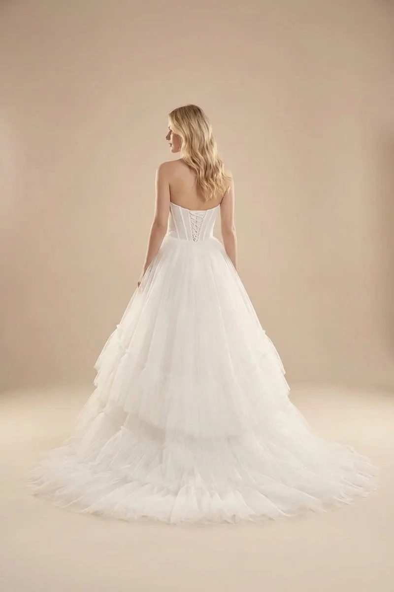 Grace Ruffle Tiered Tulle Ball Gown Wedding Dress - 2