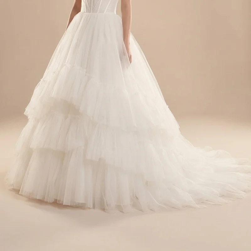 Grace Ruffle Tiered Tulle Ball Gown Wedding Dress - 4