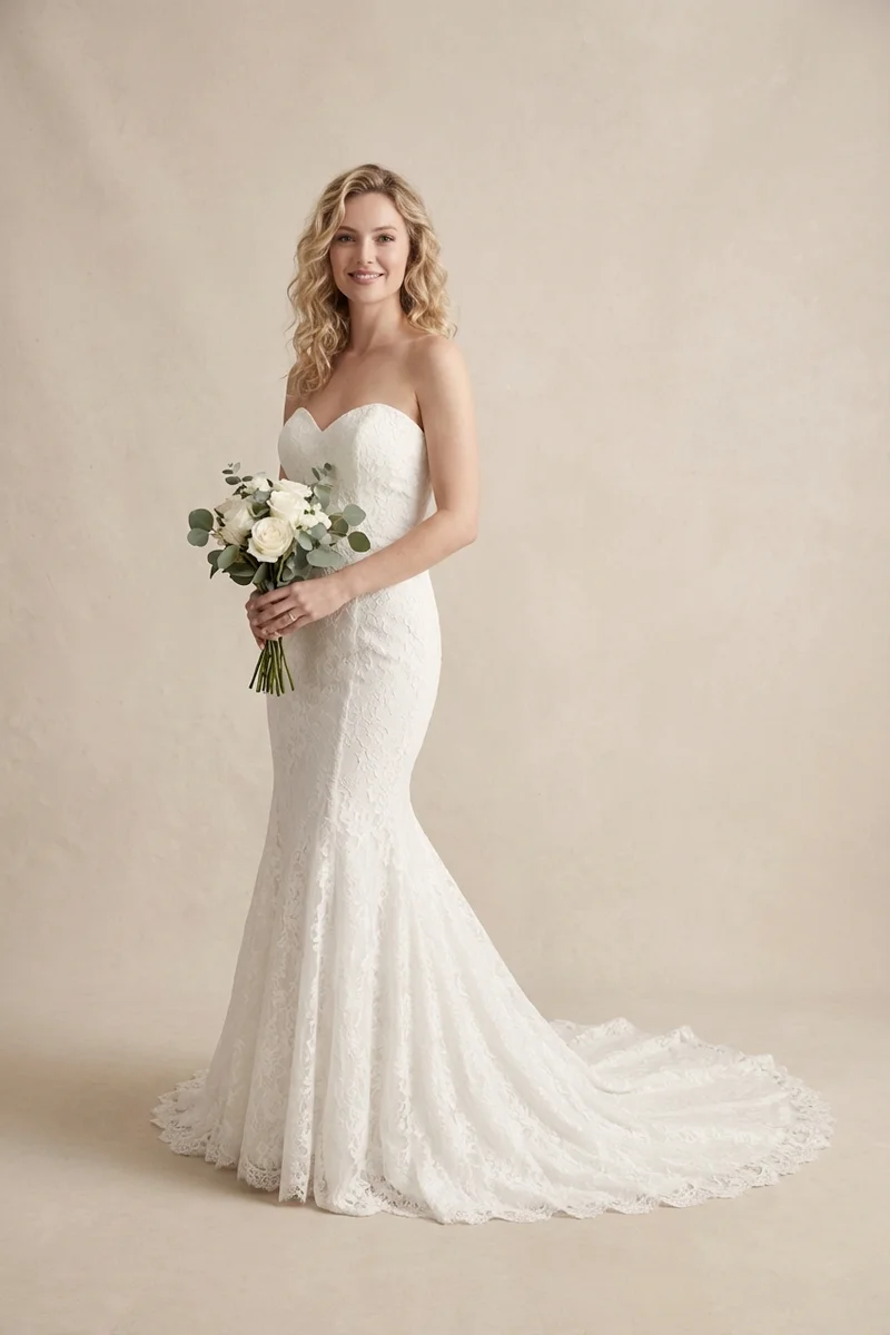 Sweetheart Lace Mermaid Wedding Gown - 1