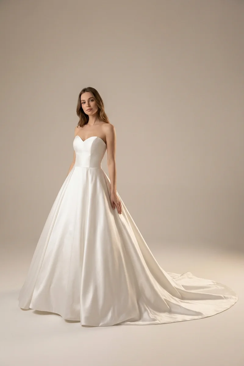 Classic Satin Sweetheart Ball Gown - 1