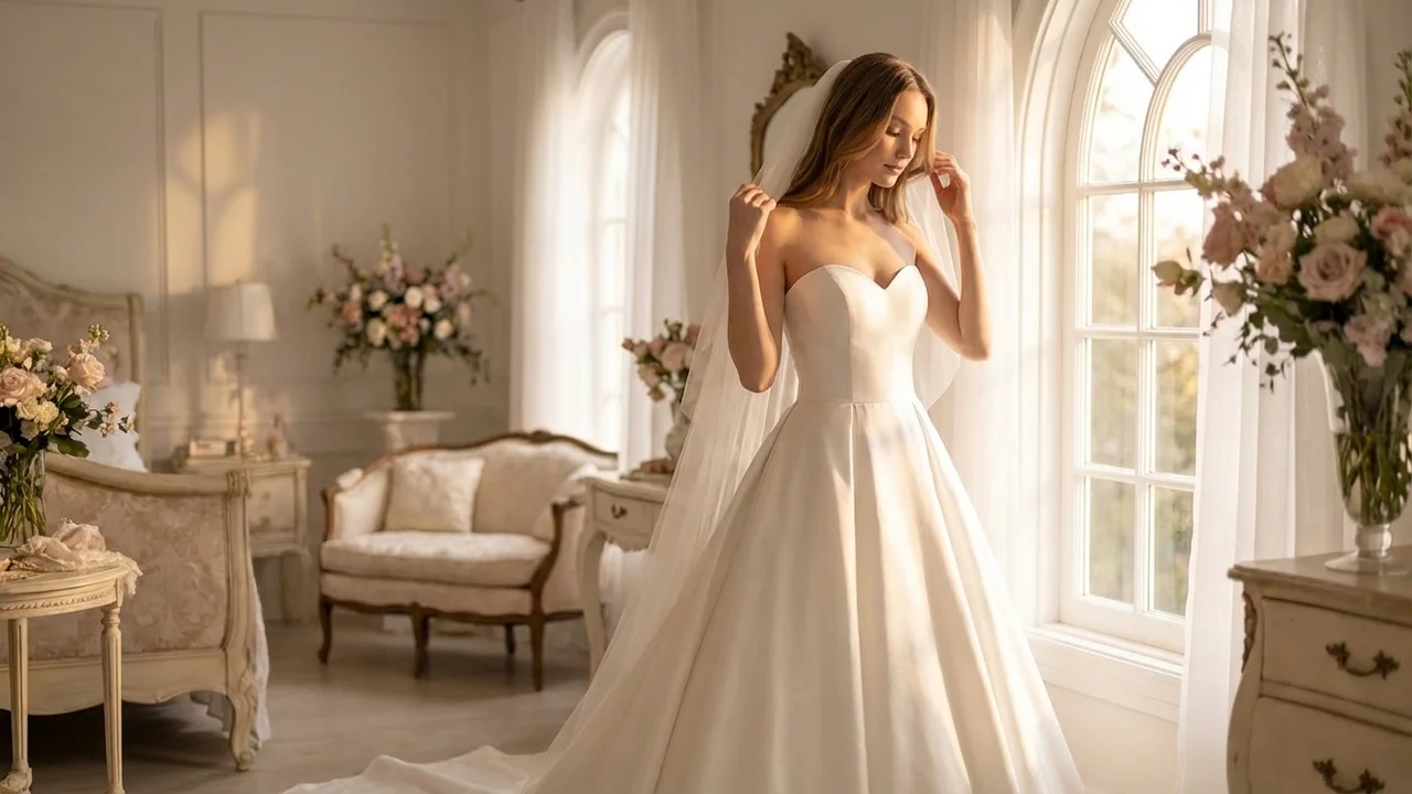 Classic Satin Sweetheart Ball Gown - 5