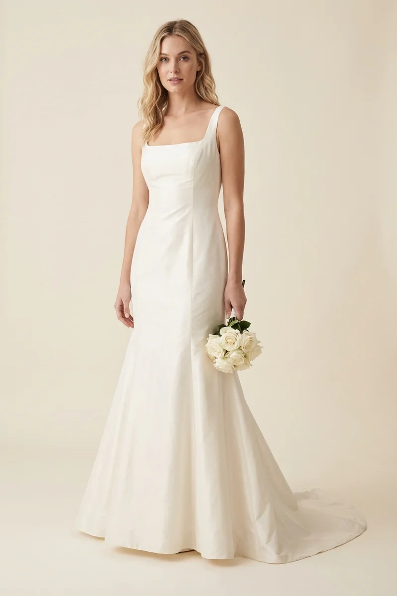 Colette Taffeta Fit and Flare Wedding Dress - 1