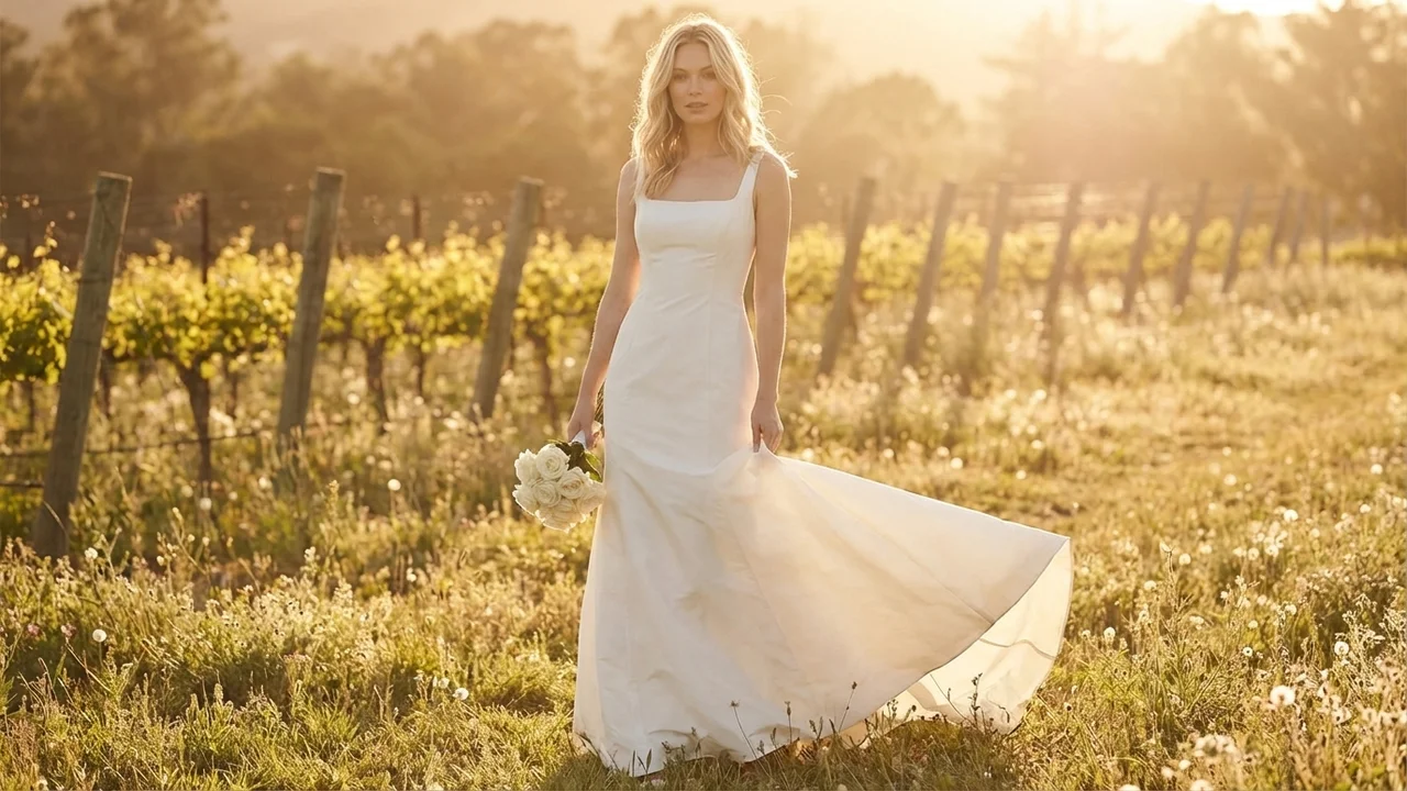 Colette Taffeta Fit and Flare Wedding Dress - 6