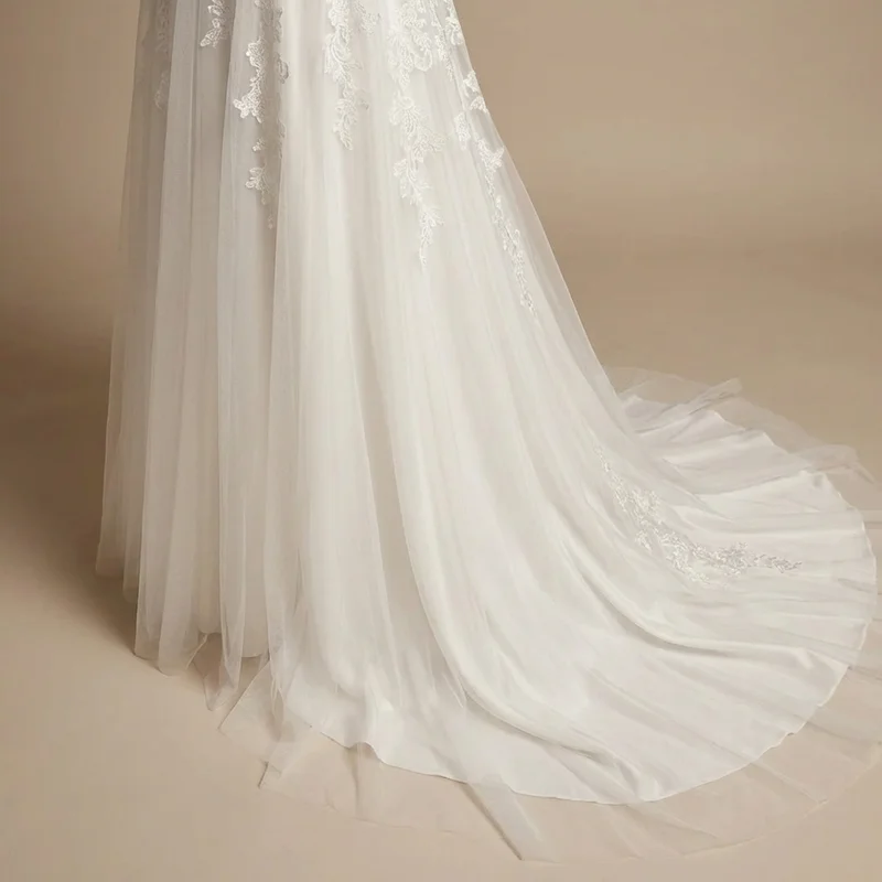 Aria Lace Crop Top & Tulle Skirt Two Piece Wedding Dress - 4