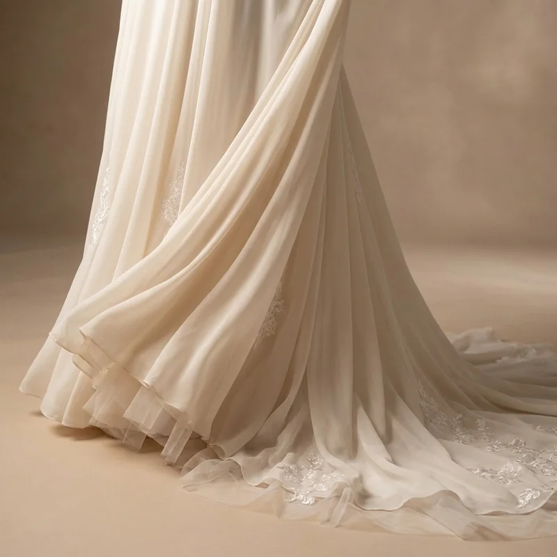 Bella Satin Bodice & Chiffon Skirt Two Piece Wedding Dress - 4