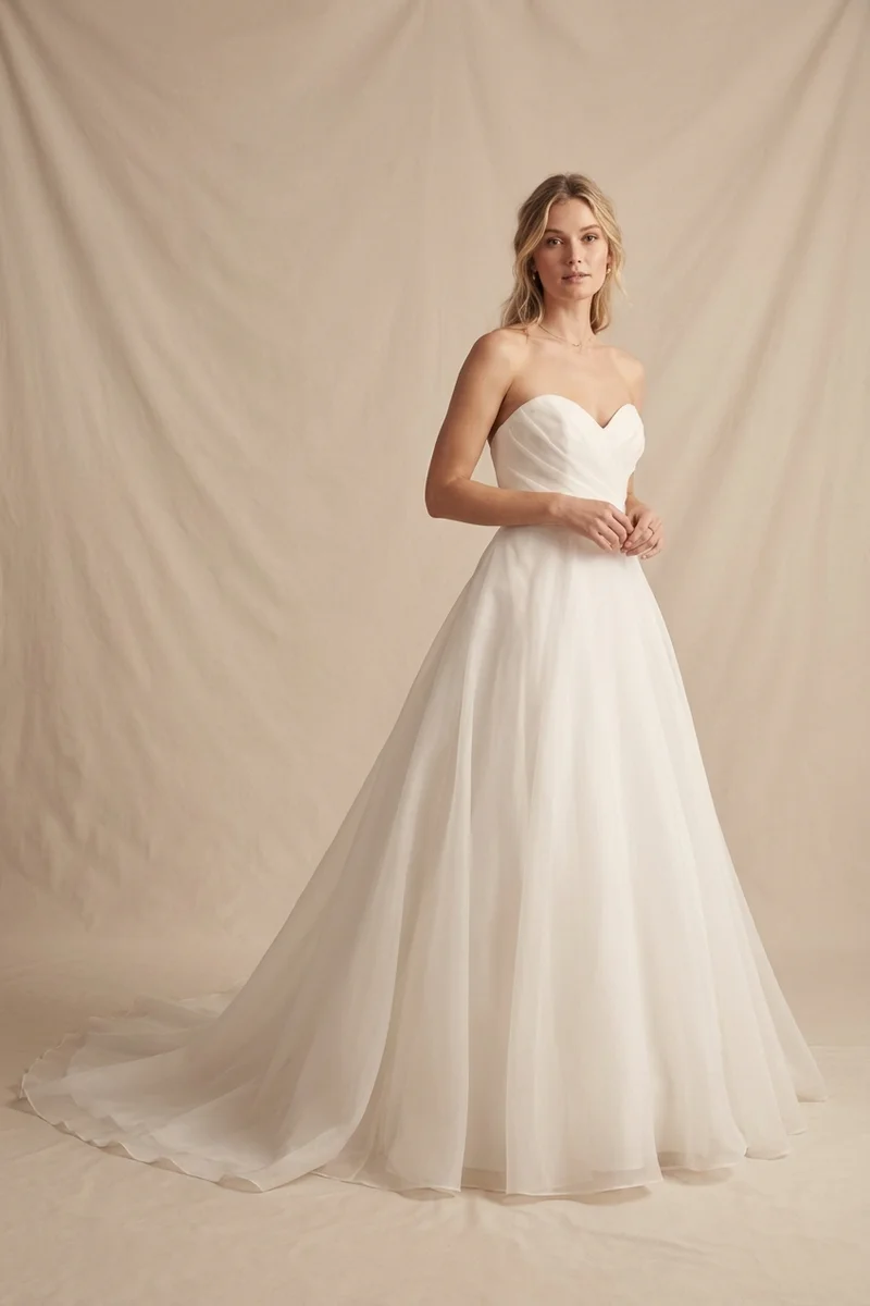 White Organza Princess Ball Gown - 1