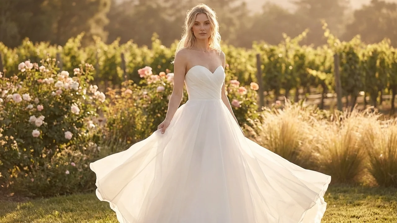 White Organza Princess Ball Gown - 6